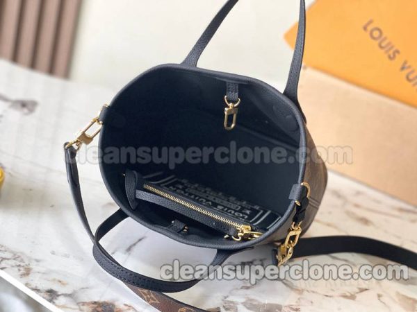 cowhide bag 1:1 Copy description and price Black Louis Vuitton Handbag Shoulder women 9