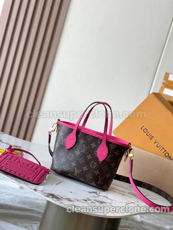 Louis Vuitton bag Super Clone picture and price rose red Handbag Shoulder cowhide women