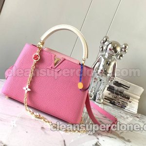 cowhide bag 1:1 Copy description and price pink Louis Vuitton Handbag Crossbody women