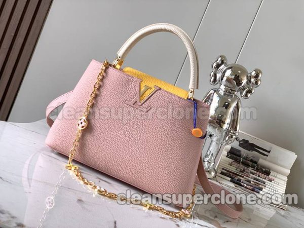 cowhide bag 1:1 Copy description and price Grapefruit pink Louis Vuitton Handbag Crossbody women