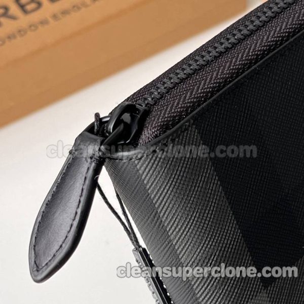 cowhide bag 1:1 Copy description and price black Burberry Purse men 5