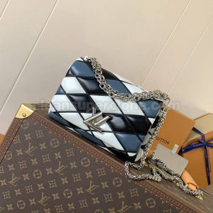 sheepskin bag 1:1 Copy description and price Blue and white Louis Vuitton Crossbody Shoulder women