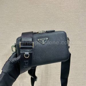 Shoulder bag replica details and pricing Black Prada Crossbody cowhide men