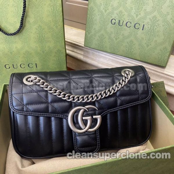 Shoulder bag replica details and pricing black Gucci cowhide women