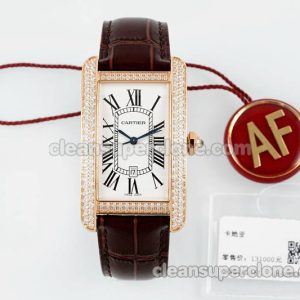 Tank replica watch details and pricing AF Factory Cartier WB704851 Dark brown strap mechanical men