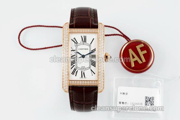 Tank replica watch details and pricing AF Factory Cartier WB704851 Dark brown strap mechanical men