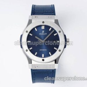 Classic Fusion replica watch details and pricing JJ Factory Hublot 542.NX blue Leather strap mechanical men