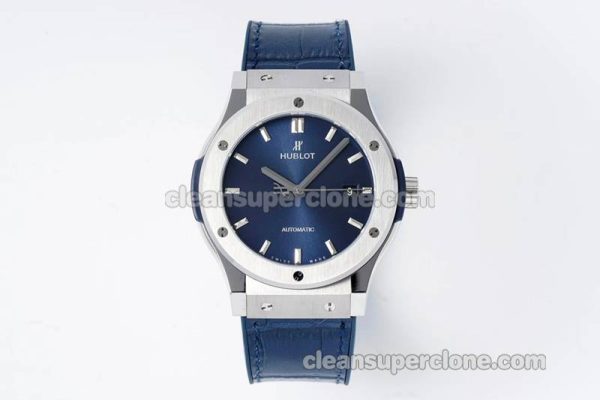 Classic Fusion replica watch details and pricing JJ Factory Hublot 542.NX blue Leather strap mechanical men