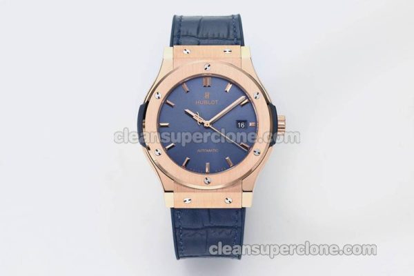Classic Fusion replica watch details and pricing JJ Factory Hublot 542.OX blue Leather strap mechanical men