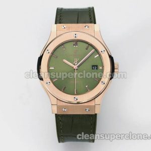 Classic Fusion replica watch details and pricing JJ Factory Hublot 542.OX Green Leather strap mechanical men