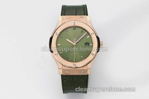 Classic Fusion replica watch details and pricing JJ Factory Hublot 542.OX Green Leather strap mechanical men