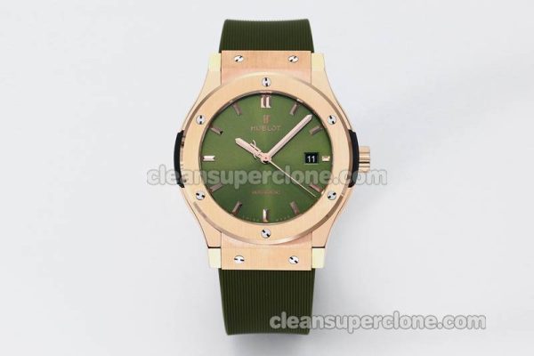 Classic Fusion replica watch details and pricing JJ Factory Hublot 542.OX Green Rubber strap mechanical men