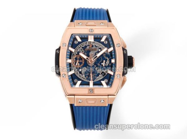 Big Bang replica watch details and pricing Hublot 642.OX Rose gold case blue strap mechanical men