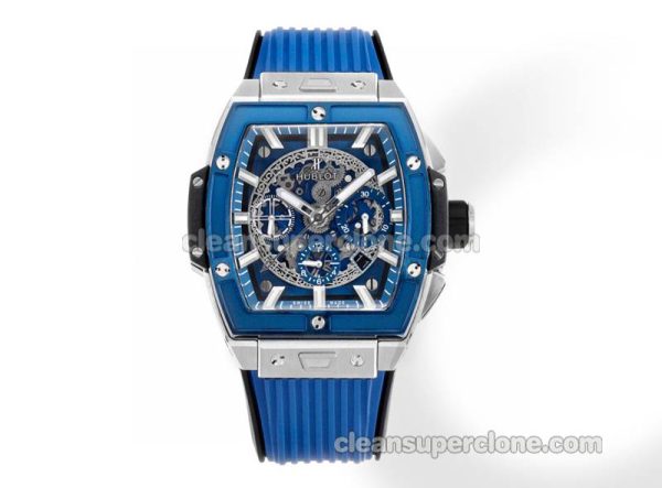 Big Bang replica watch details and pricing Hublot 642.NL Blue bezel blue strap mechanical men