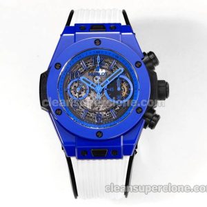 Big Bang replica watch details and pricing Hublot 411.ES blue ceramics White rubber mechanical men