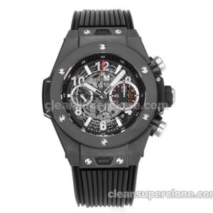 Big Bang replica watch details and pricing Hublot 411.CI black ceramics black rubber mechanical men