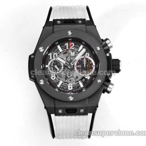Big Bang replica watch details and pricing Hublot 411.CI black ceramics white rubber mechanical men