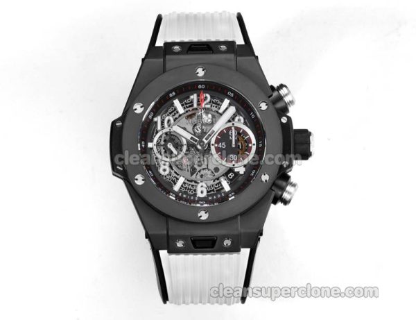 Big Bang replica watch details and pricing Hublot 411.CI black ceramics white rubber mechanical men