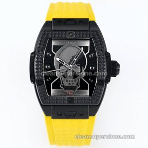 Big Bang replica watch details and pricing TW Factory Hublot 646.CI Skull yellow rubber mechanical men