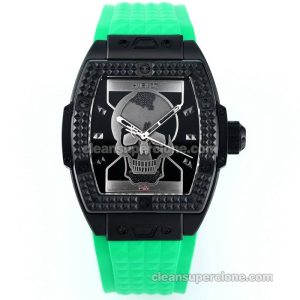 Big Bang replica watch details and pricing TW Factory Hublot 646.CI Skull Green rubber mechanical men