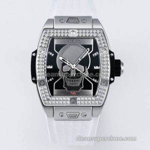 Big Bang replica watch details and pricing TW Factory Hublot 646.CI Skull white rubber mechanical men