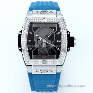 Big Bang replica watch details and pricing TW Factory Hublot 646.CI Skull blue rubber mechanical men