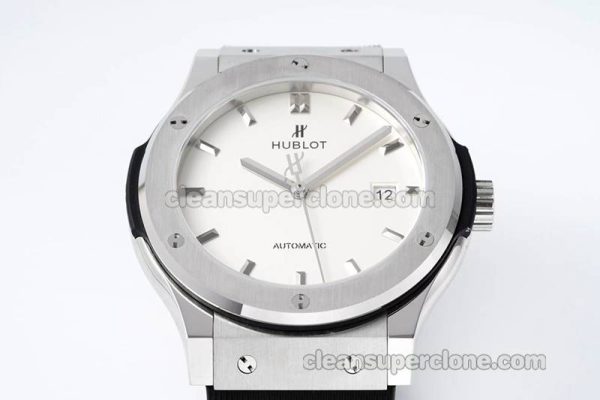 Classic Fusion replica watch details and pricing JJ Factory Hublot 542.NX white Rubber strap mechanical men