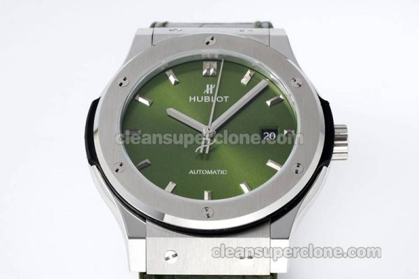 Classic Fusion replica watch details and pricing JJ Factory Hublot 542.NX Green Leather strap mechanical men