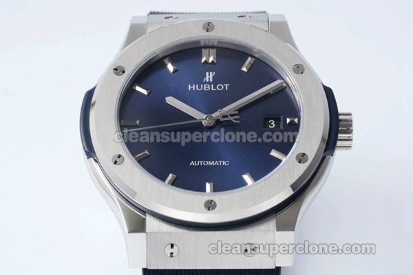 Classic Fusion replica watch details and pricing JJ Factory Hublot 542.NX blue Rubber strap mechanical men