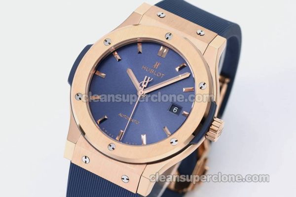 Classic Fusion replica watch details and pricing JJ Factory Hublot 542.OX blue Rubber strap mechanical men