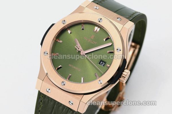 Classic Fusion replica watch details and pricing JJ Factory Hublot 542.OX Green Leather strap mechanical men