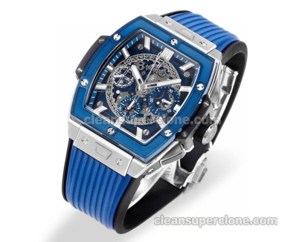 Big Bang replica watch details and pricing Hublot 642.NL Blue bezel blue strap mechanical men