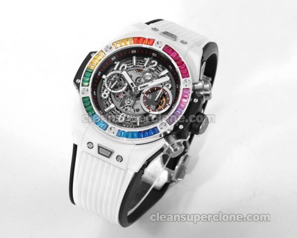 Big Bang replica watch details and pricing Hublot 411.JX Colored diamond ceramics mechanical men