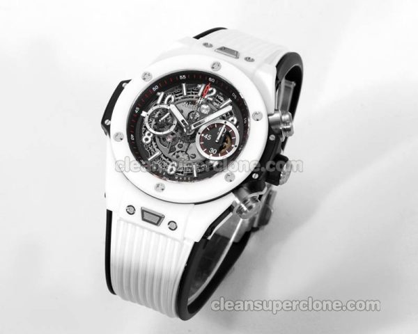 Big Bang replica watch details and pricing Hublot 411.HX white ceramics white rubber mechanical men