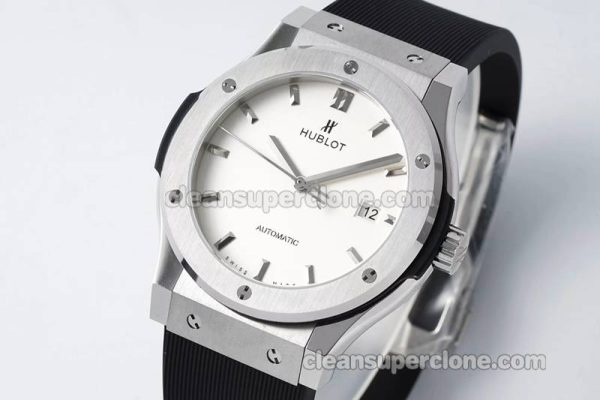 Classic Fusion replica watch details and pricing JJ Factory Hublot 542.NX white Rubber strap mechanical men