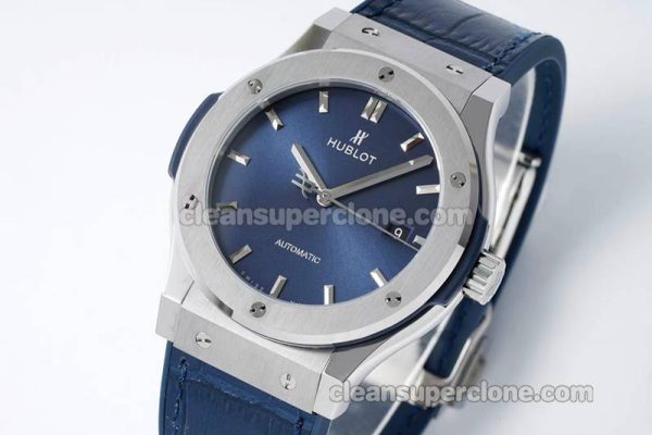 Classic Fusion replica watch details and pricing JJ Factory Hublot 542.NX blue Leather strap mechanical men