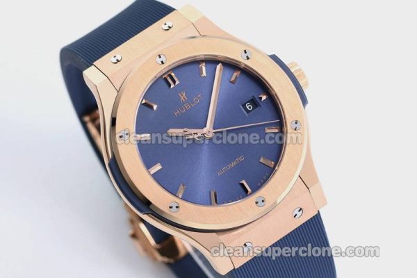 Classic Fusion replica watch details and pricing JJ Factory Hublot 542.OX blue Rubber strap mechanical men