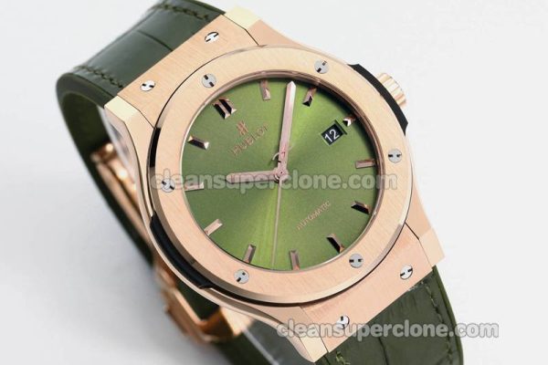 Classic Fusion replica watch details and pricing JJ Factory Hublot 542.OX Green Leather strap mechanical men