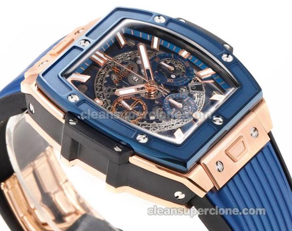 Big Bang replica watch details and pricing Hublot 642.OL Rose gold case blue bezel mechanical men