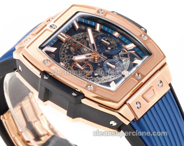 Big Bang replica watch details and pricing Hublot 642.OX Rose gold case blue strap mechanical men