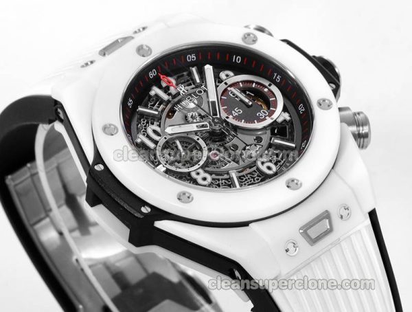 Big Bang replica watch details and pricing Hublot 411.HX white ceramics white rubber mechanical men
