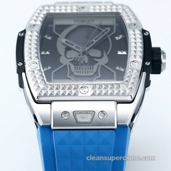 Big Bang replica watch details and pricing TW Factory Hublot 646.CI Skull blue rubber mechanical men