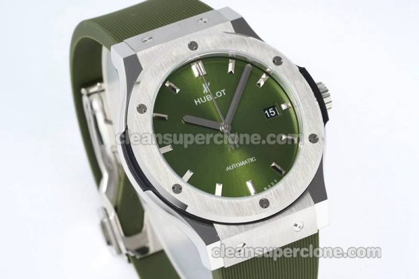 Classic Fusion replica watch details and pricing JJ Factory Hublot 542.NX Green Rubber strap mechanical men