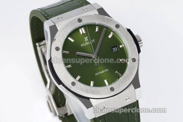 Classic Fusion replica watch details and pricing JJ Factory Hublot 542.NX Green Leather strap mechanical men