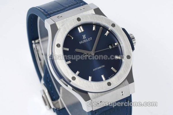Classic Fusion replica watch details and pricing JJ Factory Hublot 542.NX blue Leather strap mechanical men