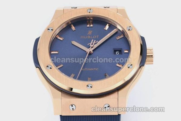 Classic Fusion replica watch details and pricing JJ Factory Hublot 542.OX blue Rubber strap mechanical men