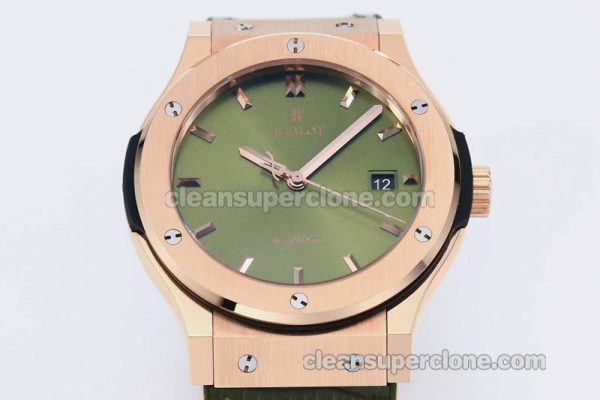 Classic Fusion replica watch details and pricing JJ Factory Hublot 542.OX Green Leather strap mechanical men