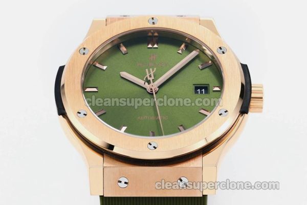 Classic Fusion replica watch details and pricing JJ Factory Hublot 542.OX Green Rubber strap mechanical men