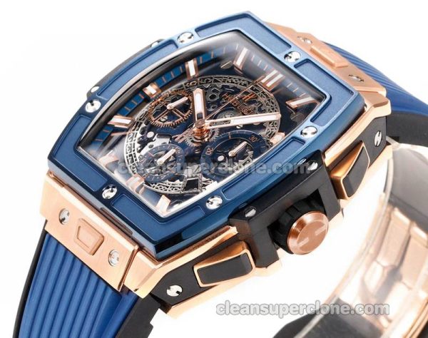 Big Bang replica watch details and pricing Hublot 642.OL Rose gold case blue bezel mechanical men