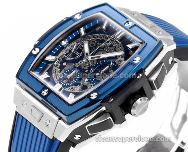 Big Bang replica watch details and pricing Hublot 642.NL Blue bezel blue strap mechanical men